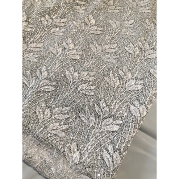 Michaelangelo Silver Floral Lace w/ Sequin Slip Prom Formal Dress Size 3/4 - Picture 8 of 14